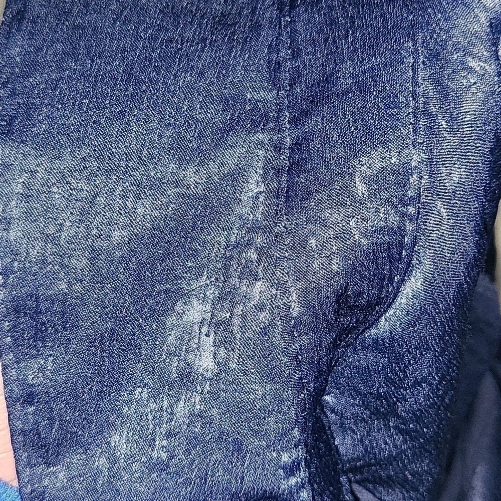 Roaman's navy blue button-down blouse NWOT - Picture 7 of 11